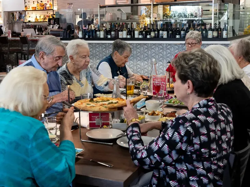 Friends at dinner table